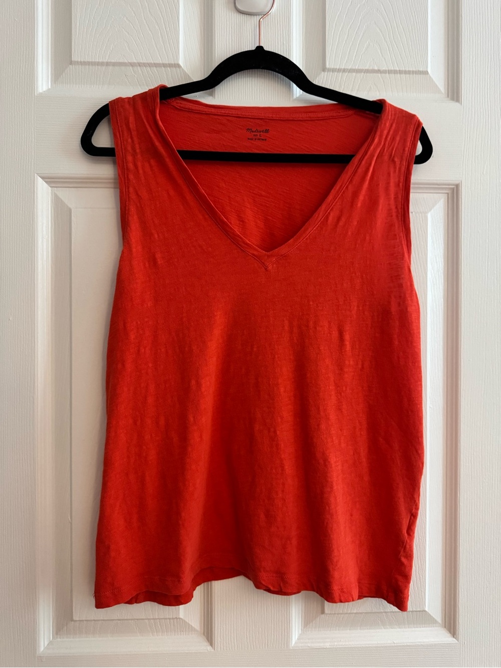 Madewell Bright Red V-Neck Sleeveless Tank Large L